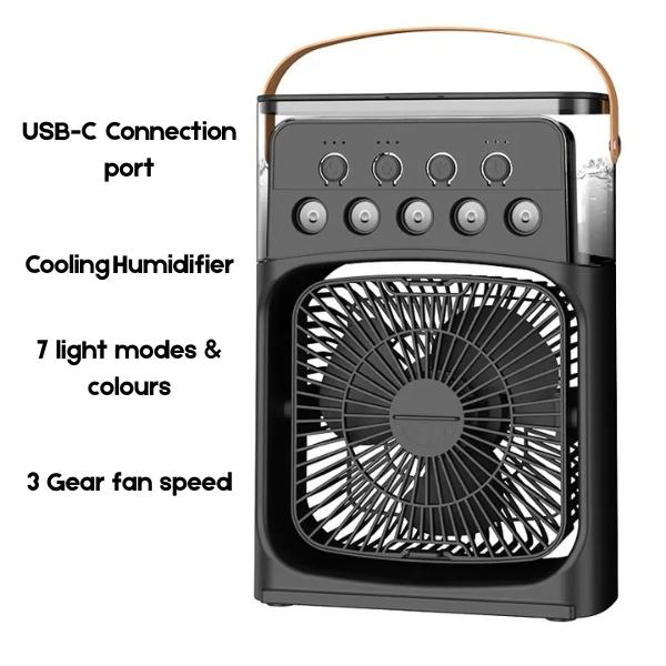 Mini-Cooling Fan with Mist Spray feature